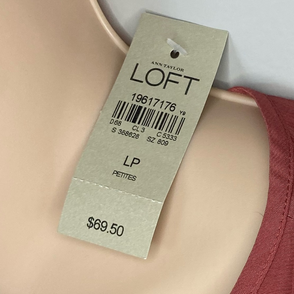 NWT LOFT $69.50 Mauve Button Down Round Neck Long Sleeve Too SZ L Petite - Picture 9 of 9